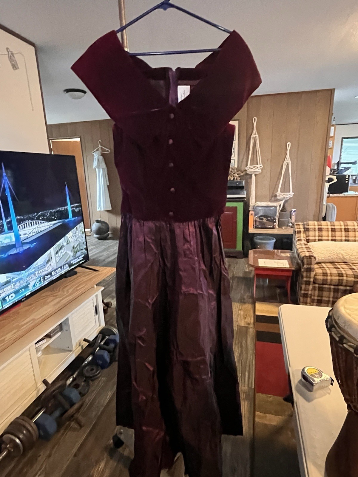 Vintage Union Made Alfred Angelo Dream Maker Purple Velvet & Nylon Dress 11/12