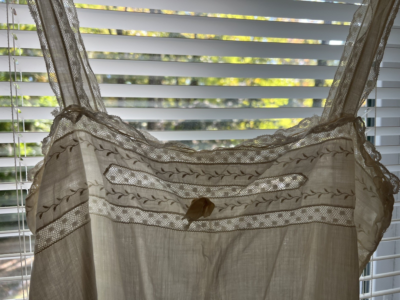 Antique Edwardian Women’s Chemise Step-in-Teddy Trimmed With Lace And Ribbon