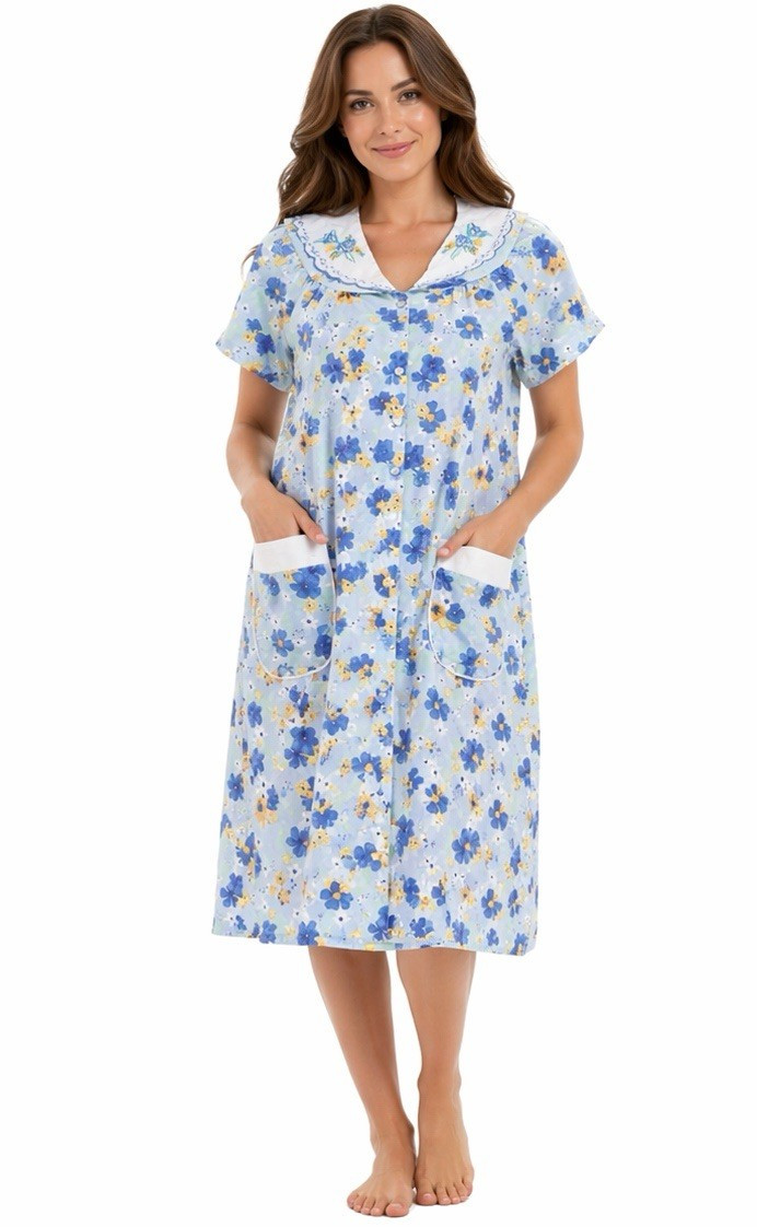 Vintage Casual Nights Floral House Dress /Grannycore Lounge Dress