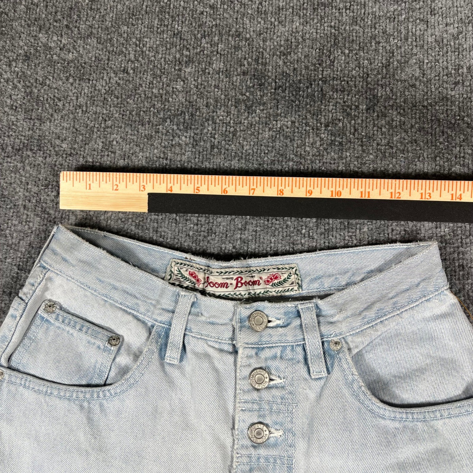 Boom-Boom Jeans Womens Size 13/14 Light Wash High Waisted Button Fly Tapered Leg