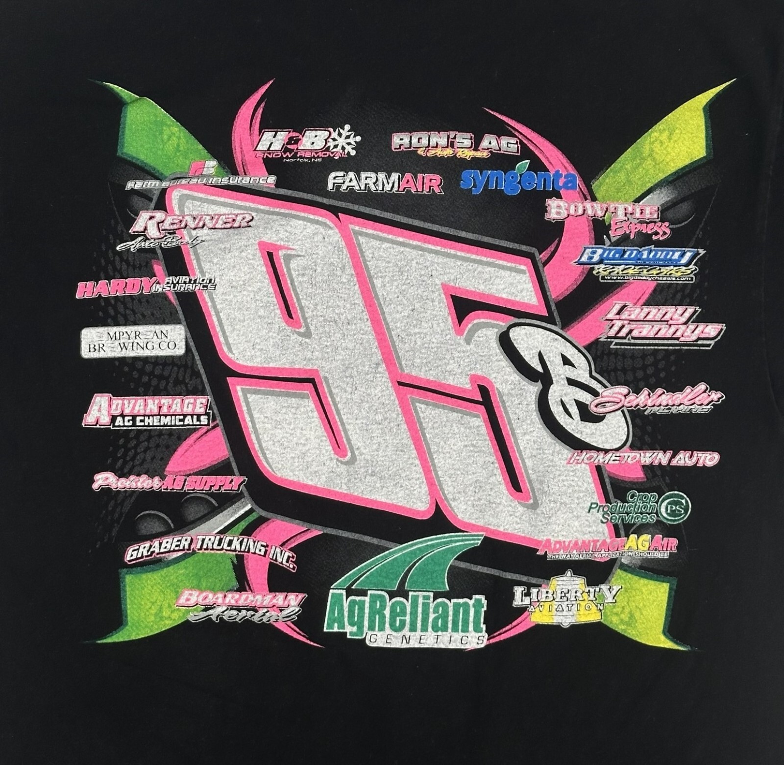 VTG IMCA Stock Car Women M Black Double Sided Neon Graphic Racing Shirt