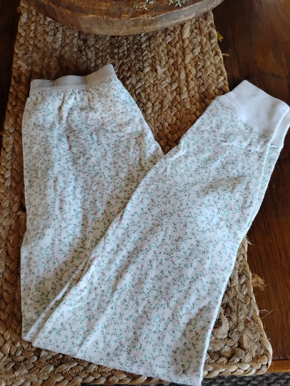 Vintage 80s Duofold Floral Thermal Pants Bottoms Women Sz.16 Two Layer Longjohns