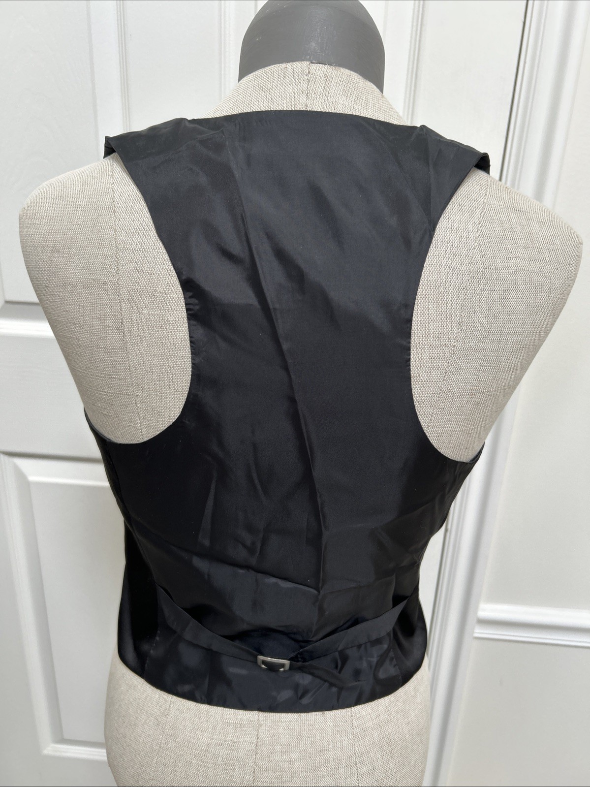 VTG Black Satin Women’s Dress Vest Waistcoat Tailored Classic BCX Med