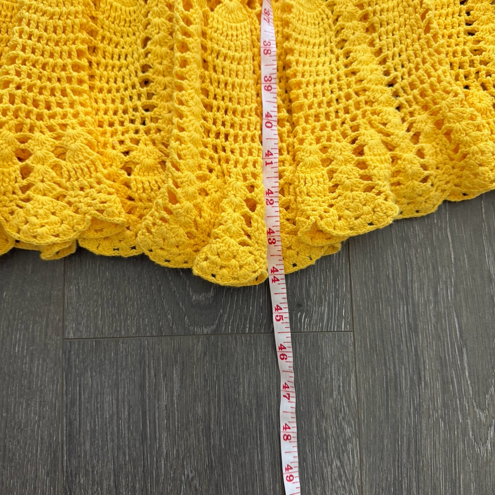 Vintage Y2K Yellow Midnight Velvet Boho Crochet Dress S Hippie Coquette Romantic