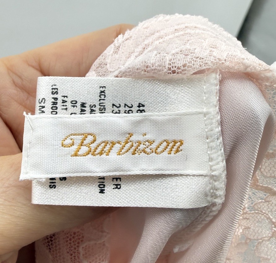 Vintage 80’s Barbizon Teddy Pink Satin Embroidered Bow Hi Cut Bodysuit Sz Small