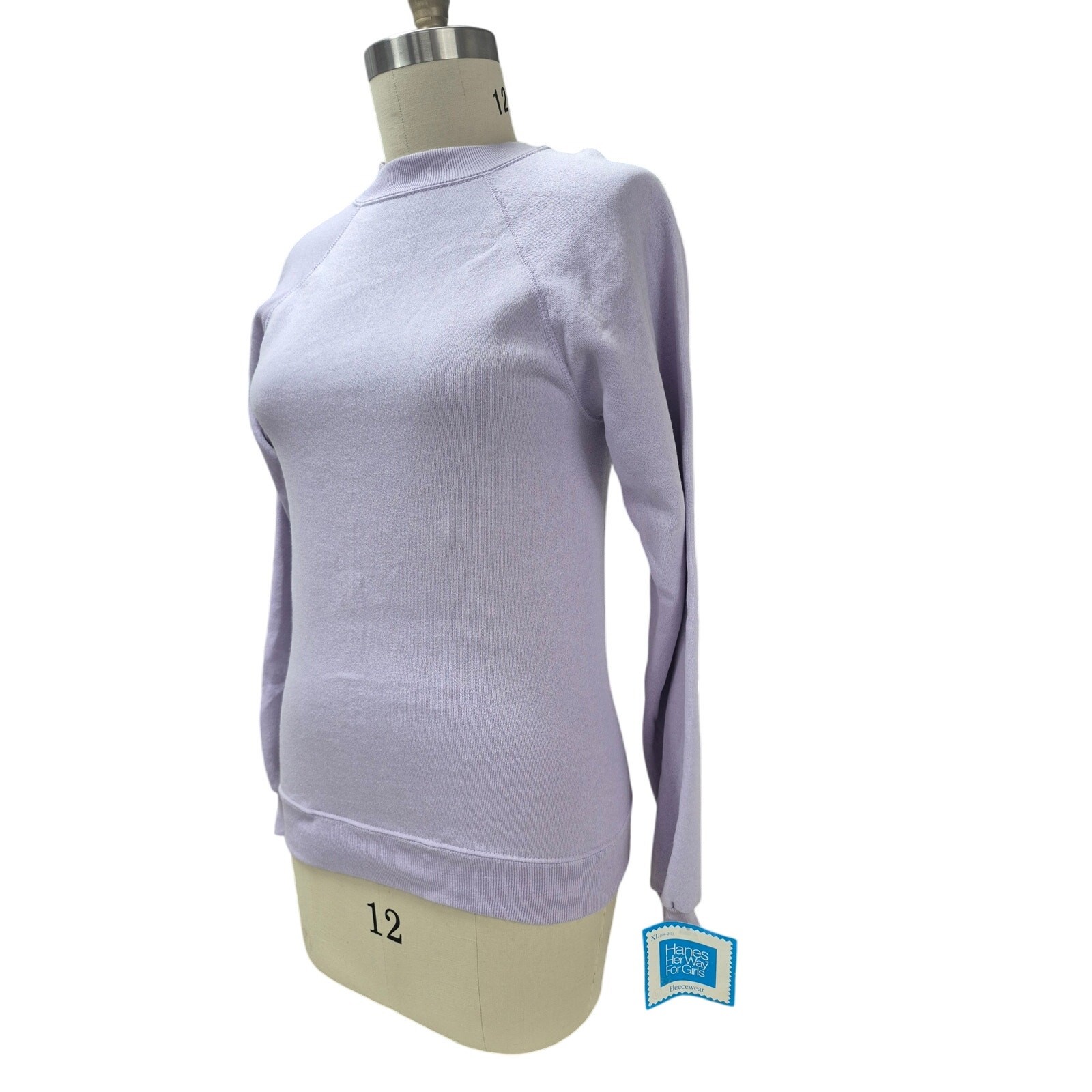 VTG 80s Lilac Raglan Sweatshirt USA-Made Hanes Her Way Cozy Softcore Youth XL