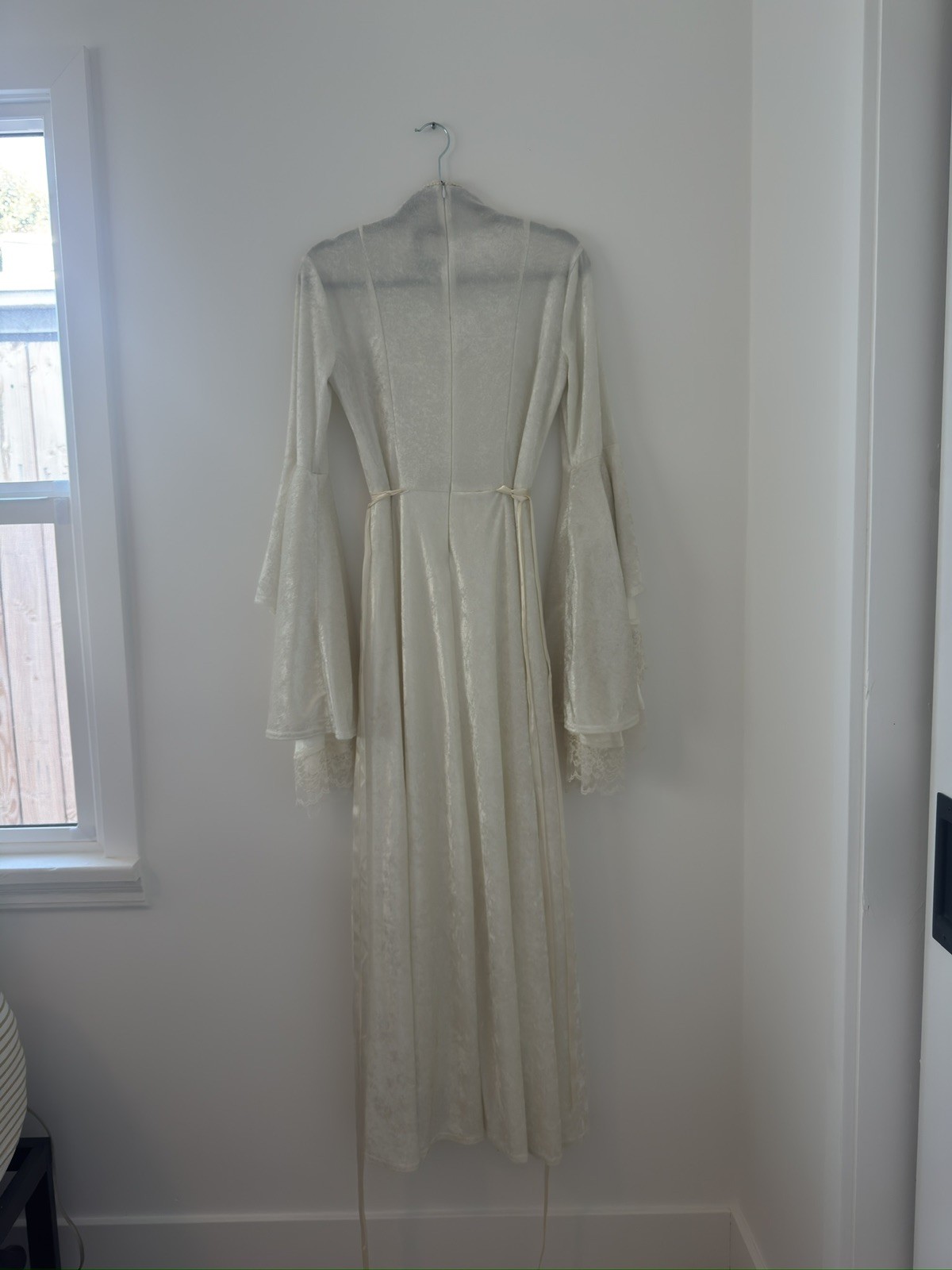 Lip Service White Velvet Satin Medieval Renaissance Fairy Bell Lace Sleeves