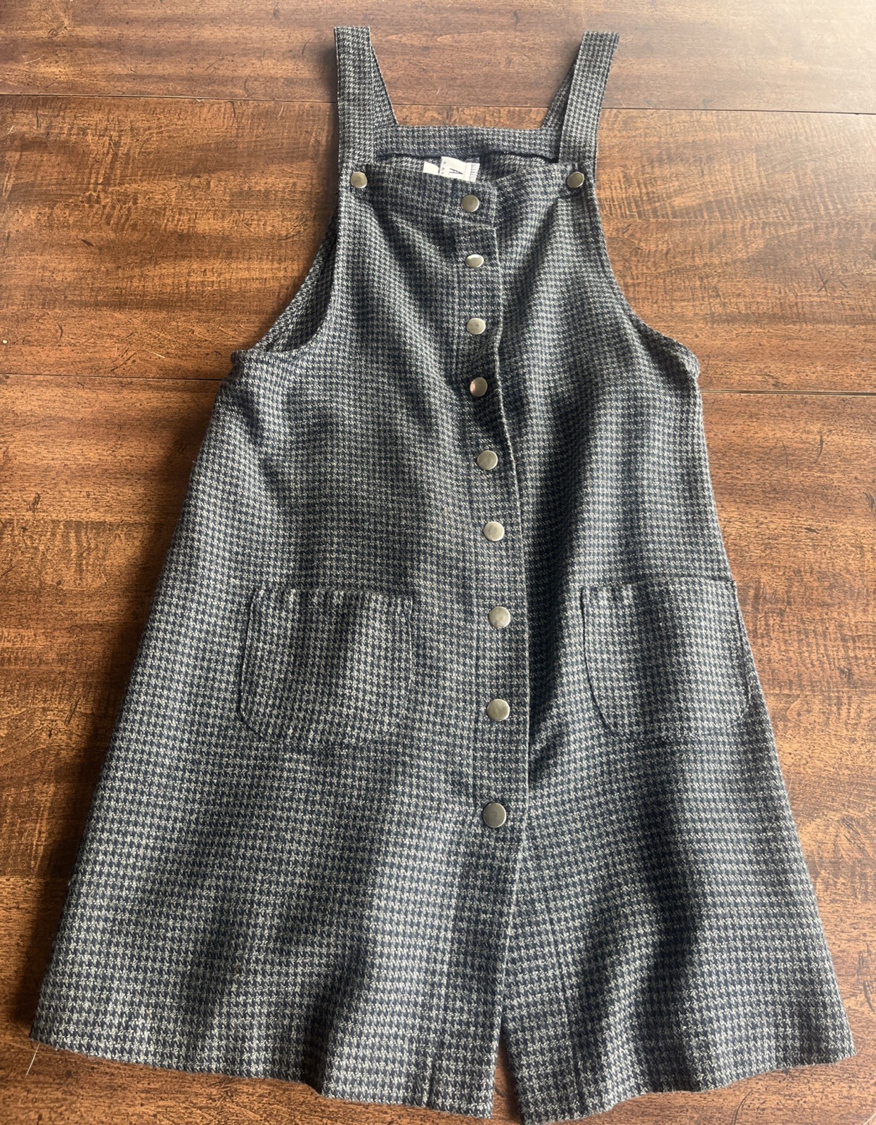 Vintage A. Byer USA Plaid Pinafore Overall Dress Grunge Dark Academia Size 7