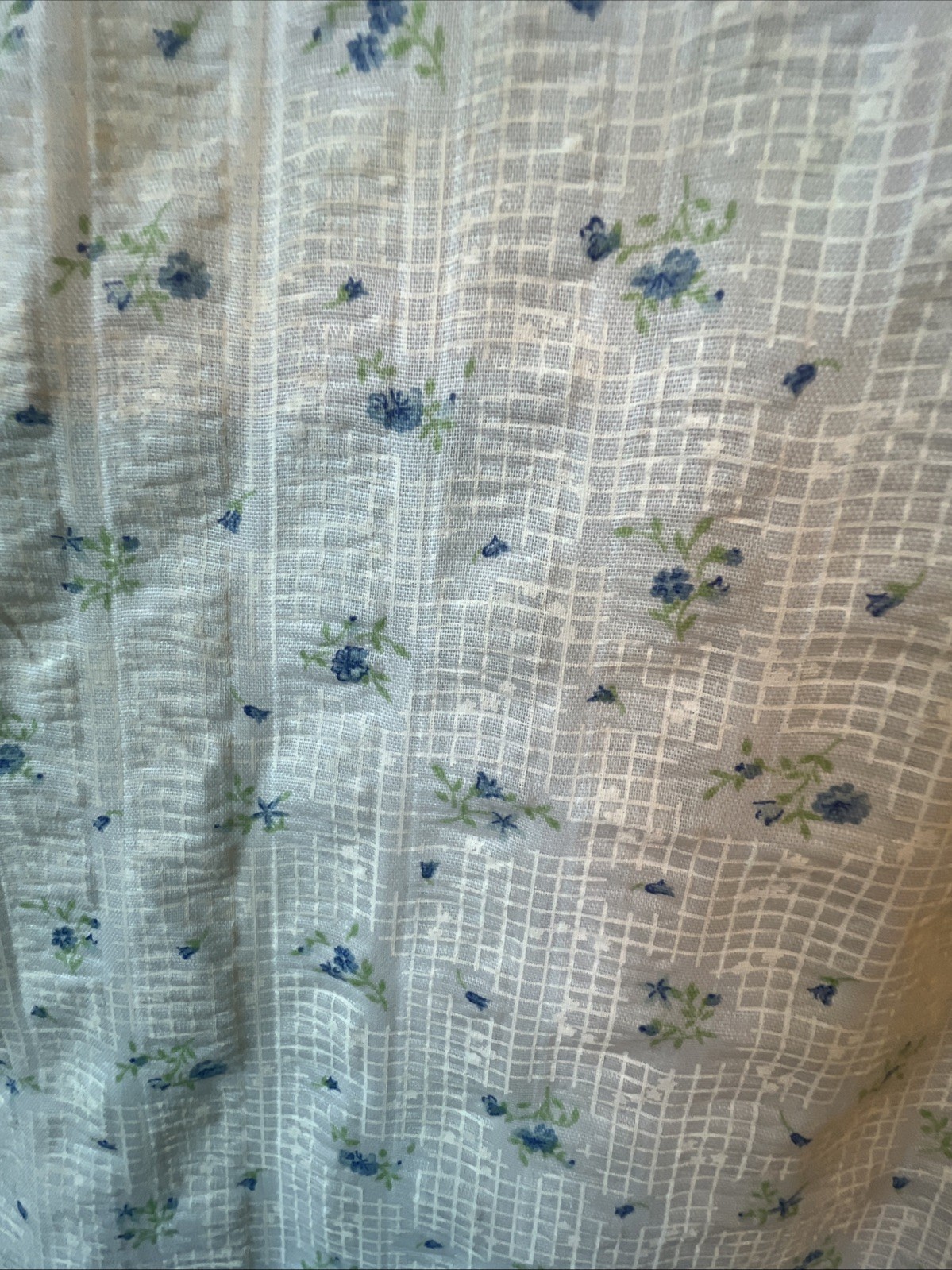 Vintage Nice n Easy Blue Floral Cottagecore Nightgown Lace Yoke Bow Womens M USA