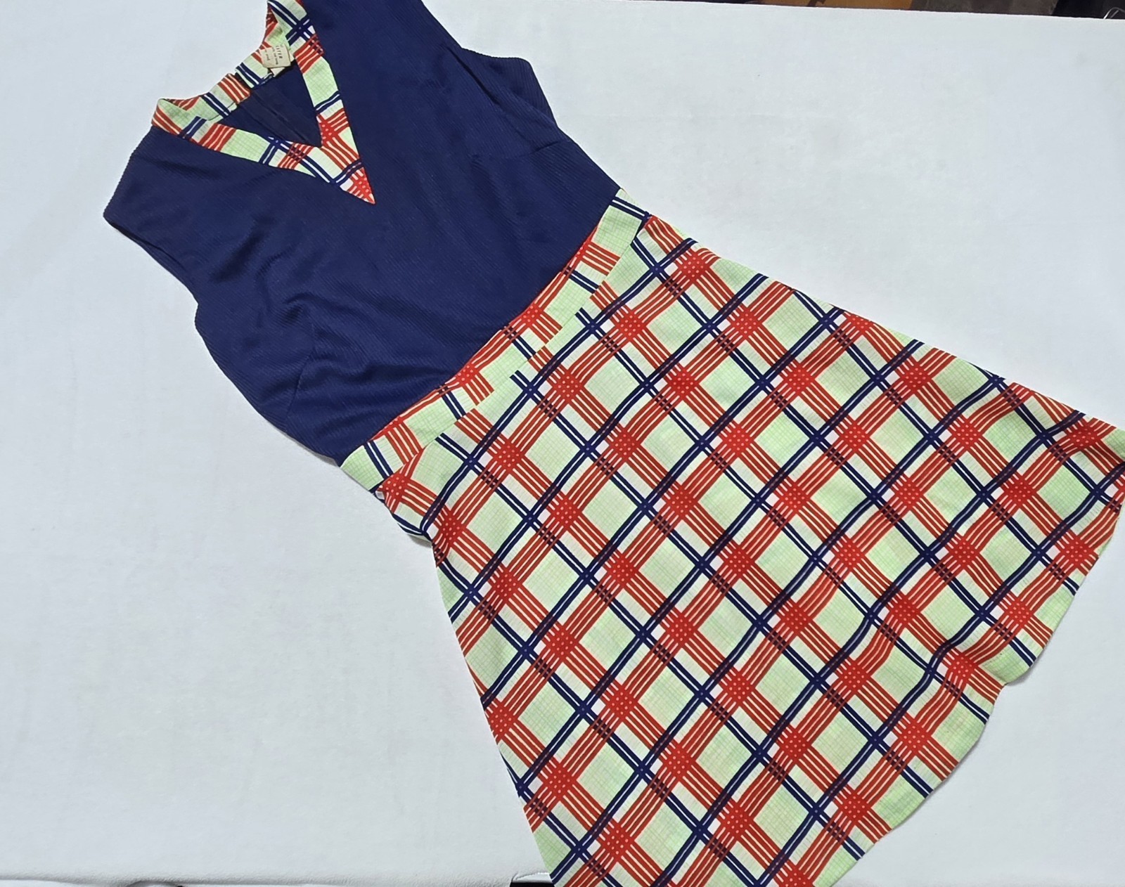 Vtg 70s Style Mod Dolly Babydoll Brady Bunch Micro Mini Party Go Go Dress