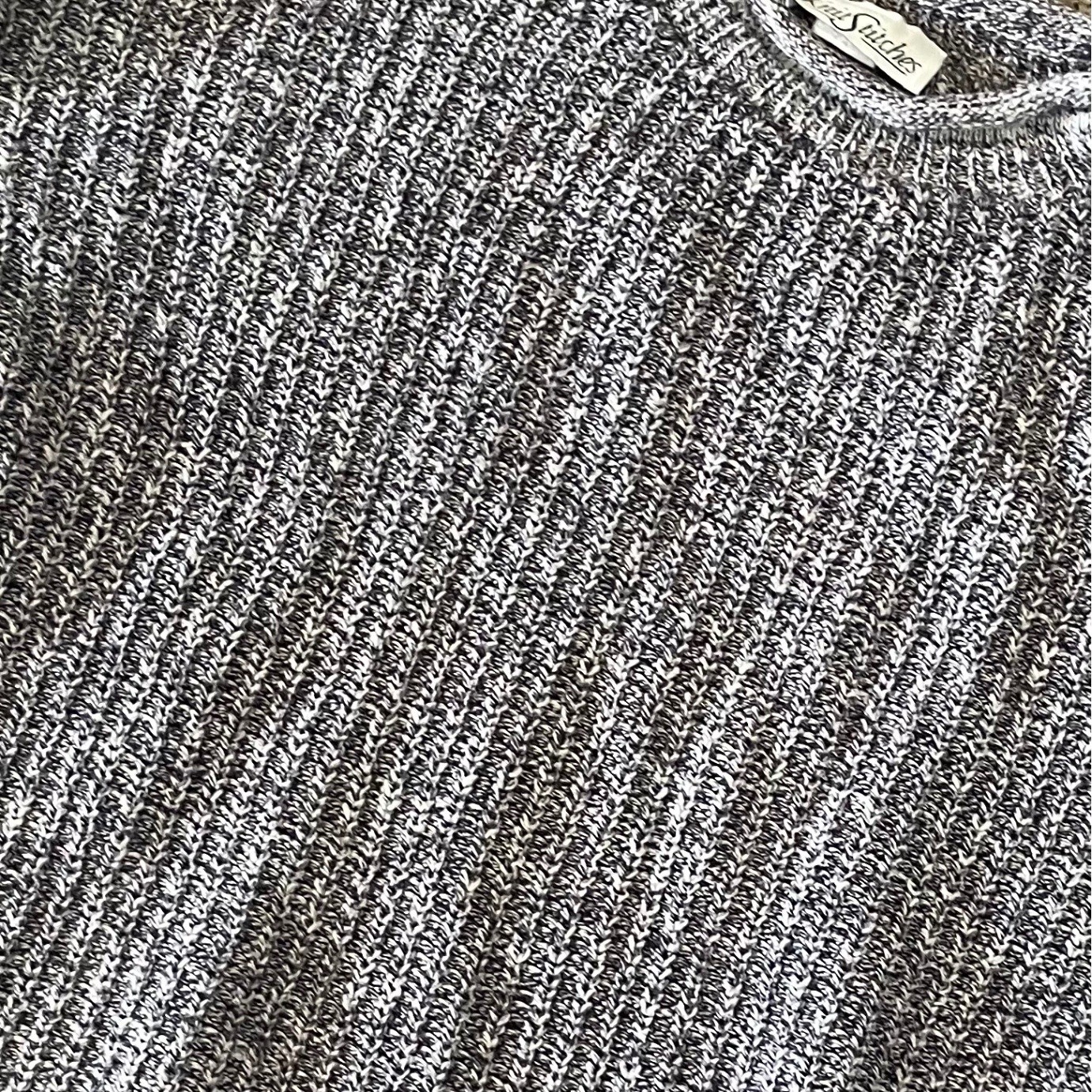 Vintage Roll Neck Knit Stitches Sweater Womens M Cropped Boxy Oarsman Fisherman