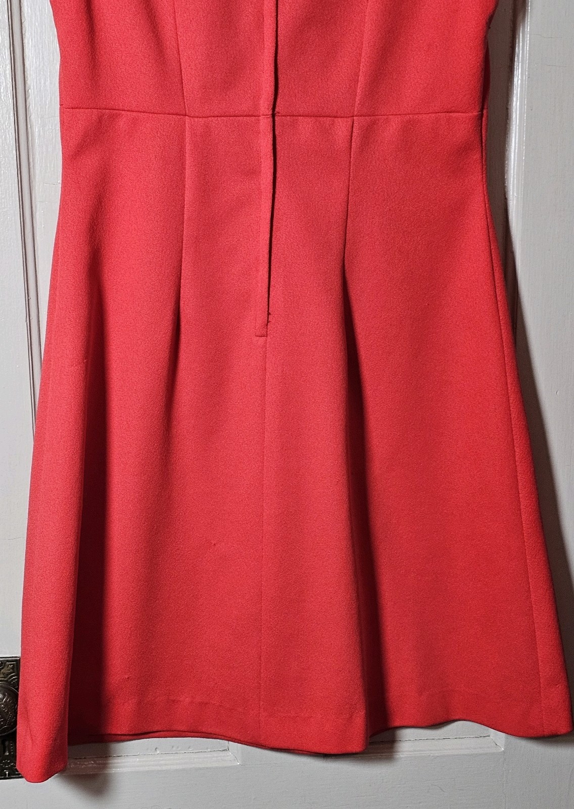 VTG 70’s Polyester Dress Size S/M 39″Chest Coral Orange Sleeveless Unionmade USA