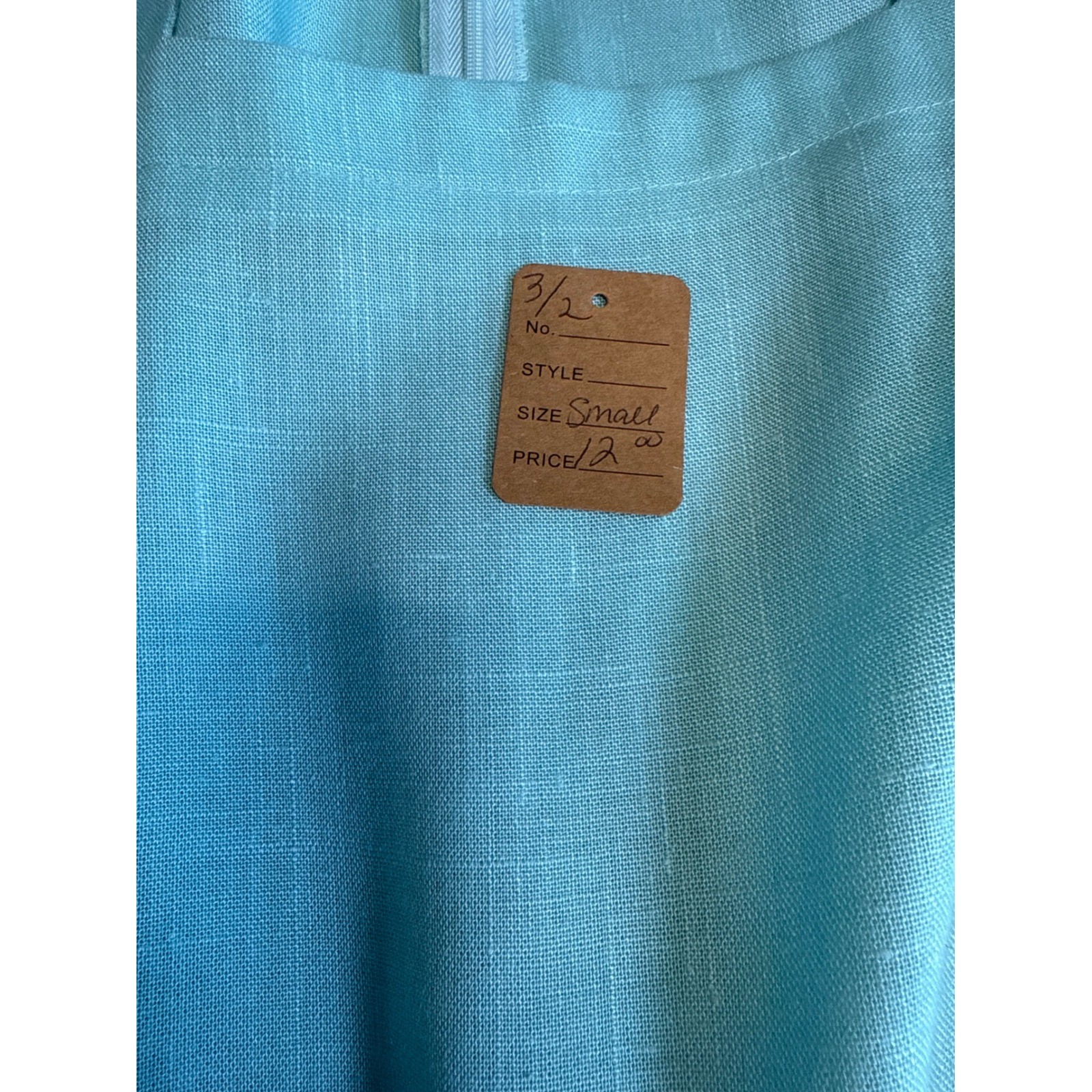 Caron Chicago EUC Vintage 60s Aqua Linen Mad Men Wiggle Dress Belted Sheath USA