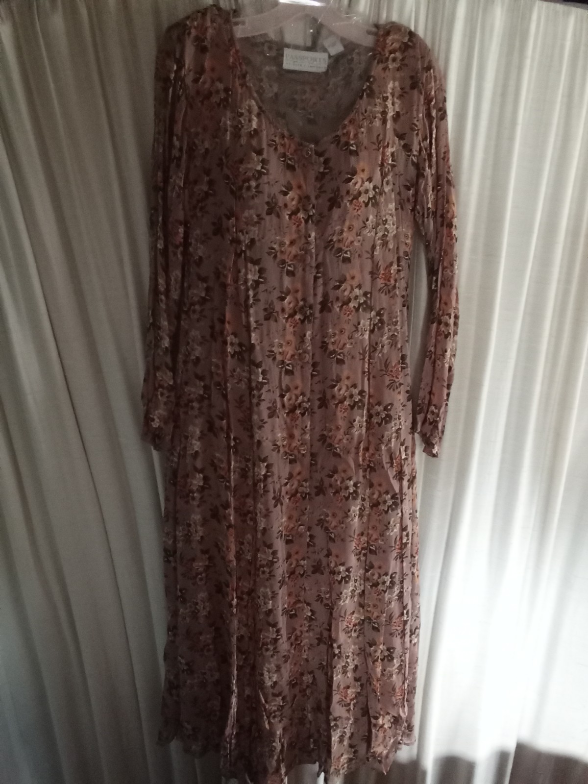 Vintage Passports Pier 1 Imports Long Sleeve Button Down Fit and Flare Dress
