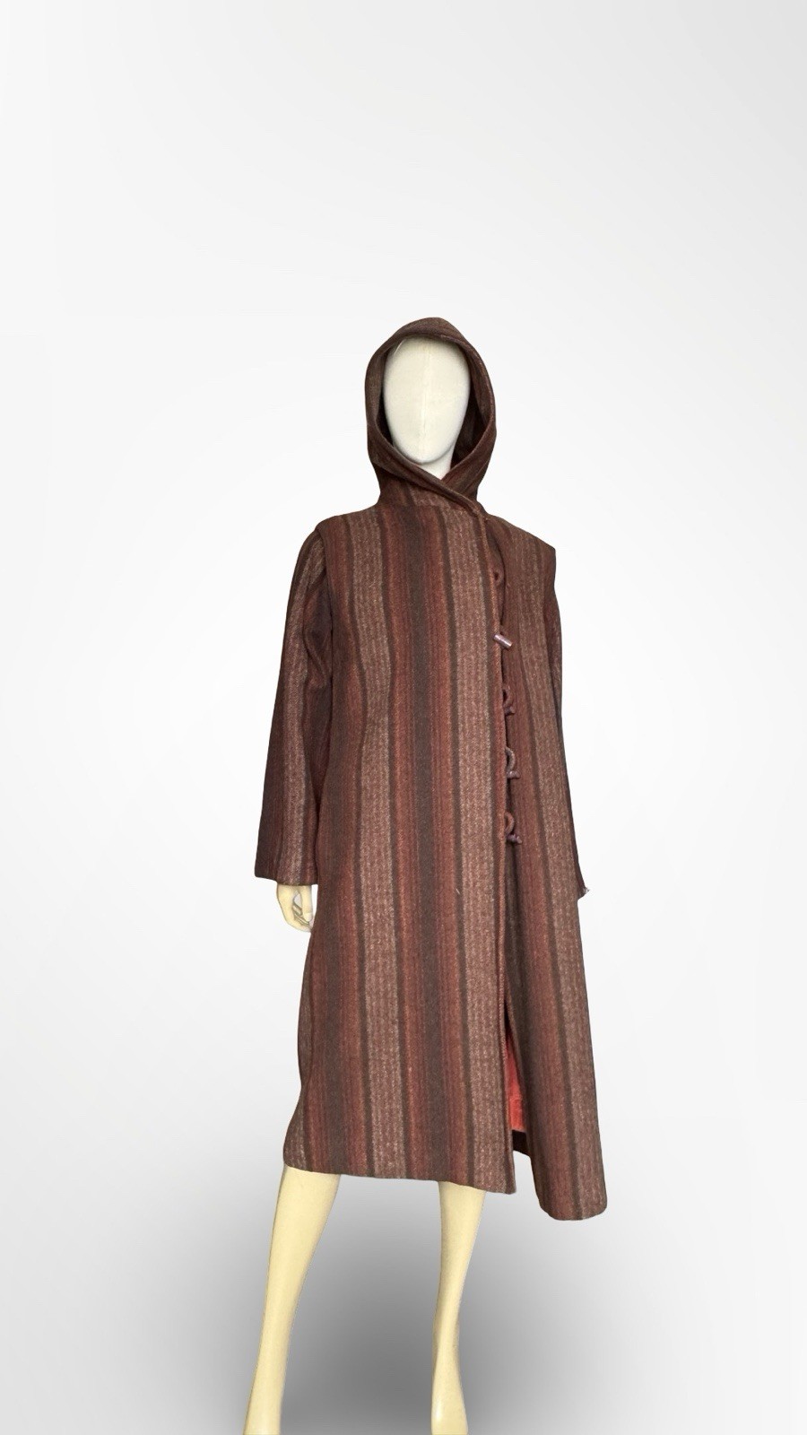 Scottish Wool Hooded Toggle Coat Peabody House Vintage 1970s Sony Pictures Large