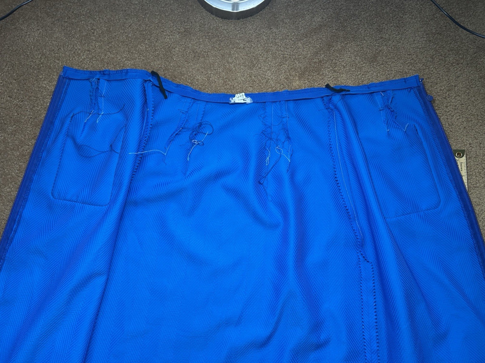 Vintage 1970s Terry Chicago Cobalt Blue Maxi Skirt Talon Zipper Herringbone M/L?