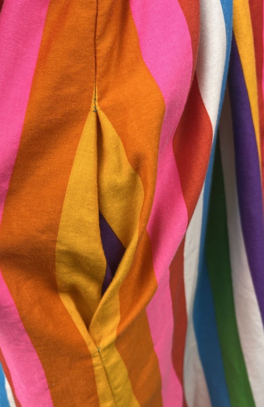 Catherine Ogust Penthouse Gallery 70s Rainbow Cotton Shirt Dress Large Kaftan