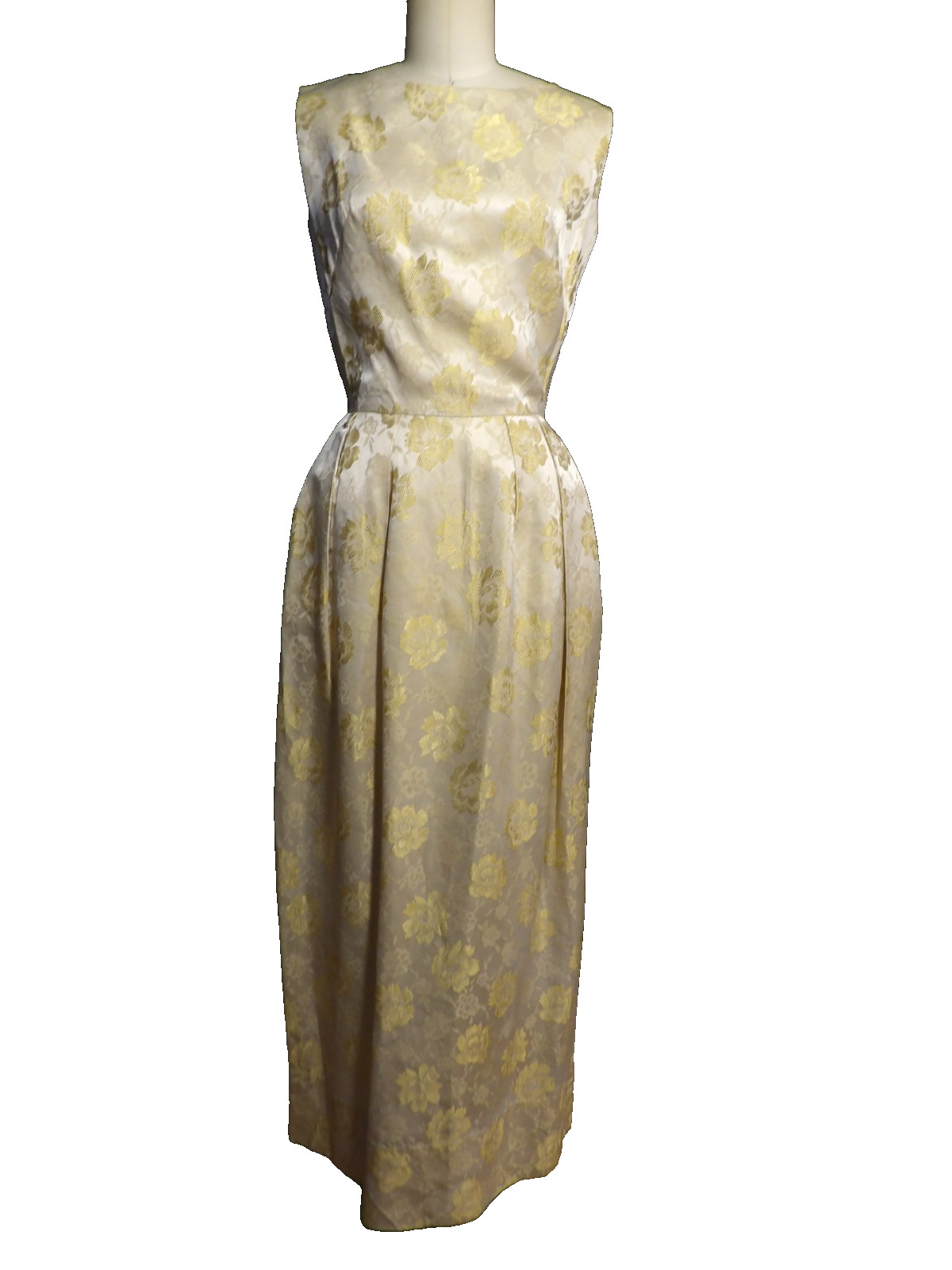 Vintage 1950’s Handmade Gold Brocade Floral Dress Size 2/4