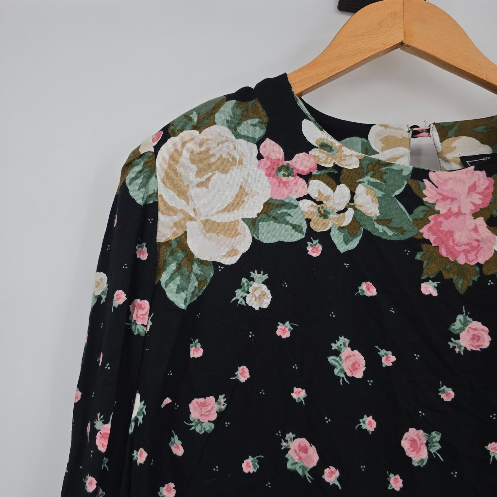 Vintage Damon Dress Floral Blouse Long Sleeve Top Size 16 Made USA Cottage