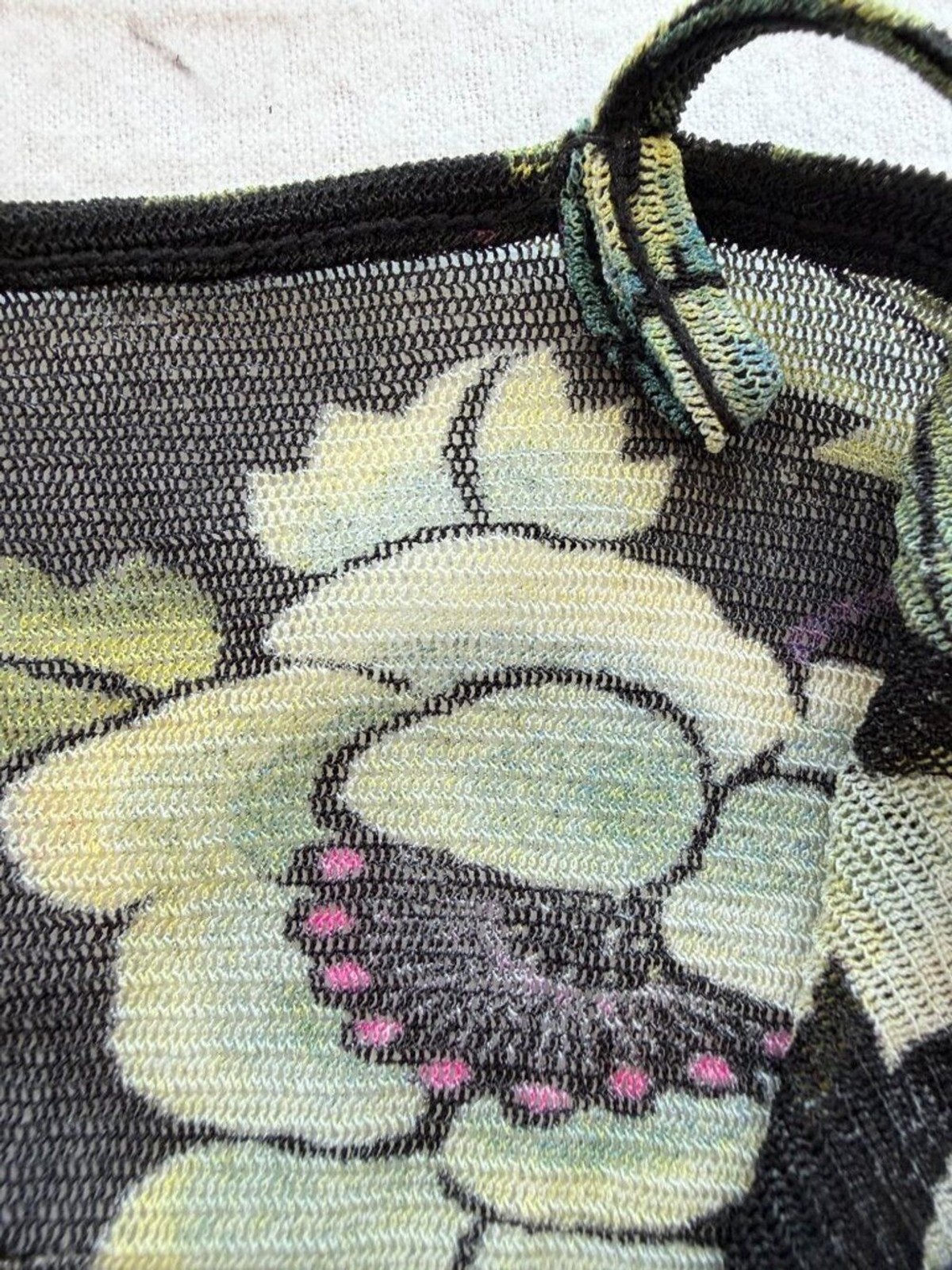 VTG 90s Vivienne Tam Mesh Floral Cami Top Cowl Neck Archival Y2K Size 3