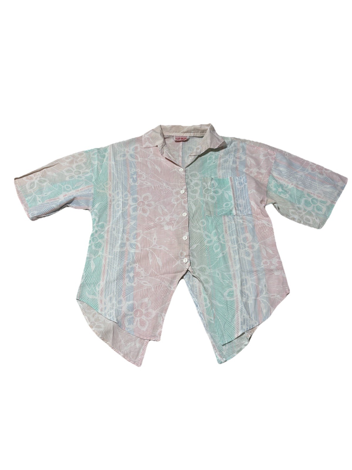 HOT STUFF Blouse Womens 90s Vintage Pastel Button Up Abstract Retro Eclectic M?