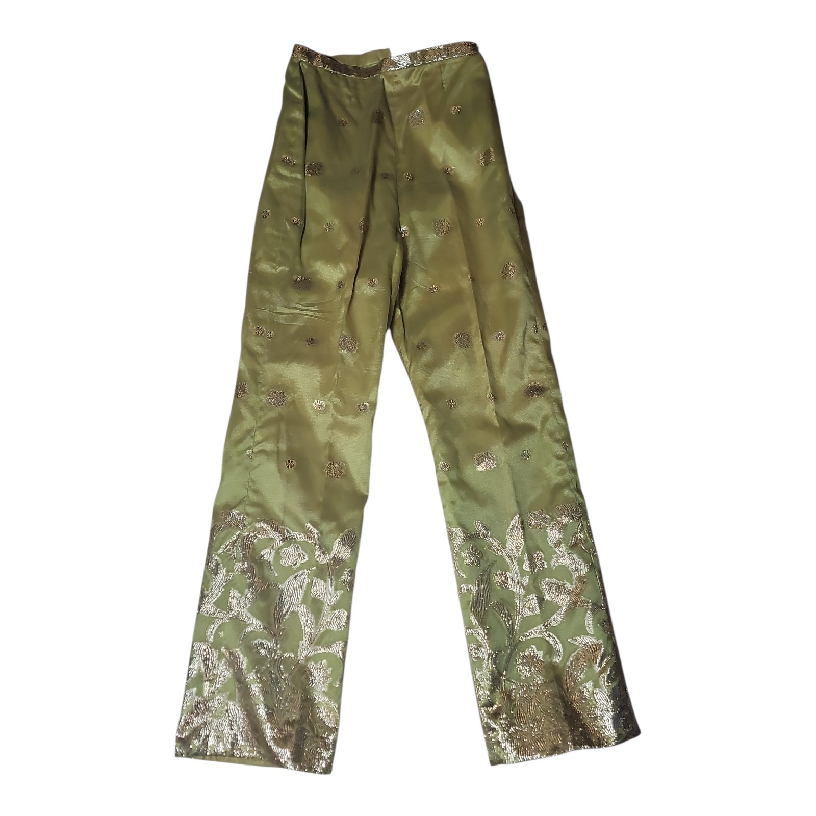 Vintage Lilli Diamond Pants & Dress Set Green & Gold Brocade