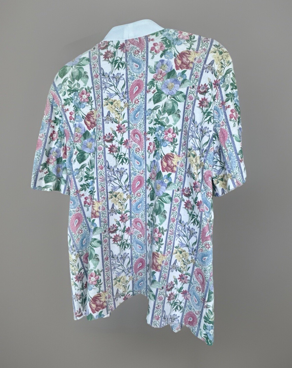 Dress Savvy New York Vintage Short Sleeve Weskit White Pink/Purple Floral 8P