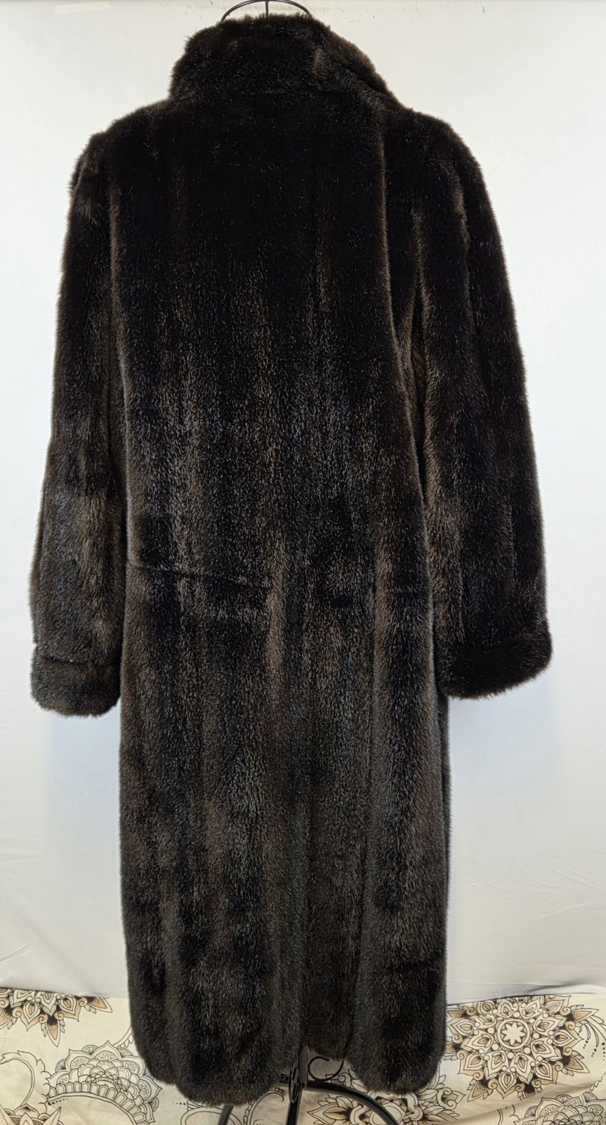 Vintage 60s Mincara Russel Taylor Faux Mink Fur Coat Womens L Brown Glam Winter