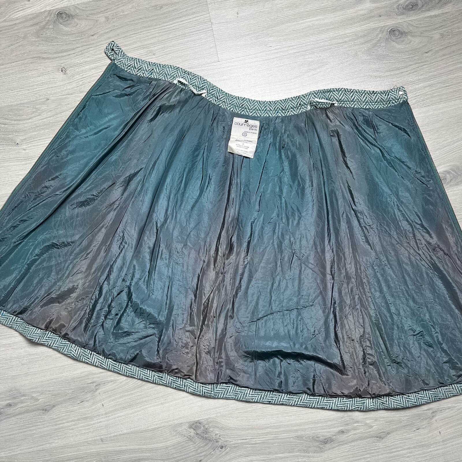 Vintage 1970’s COURREGES Paris Green Wool A Line Skirt