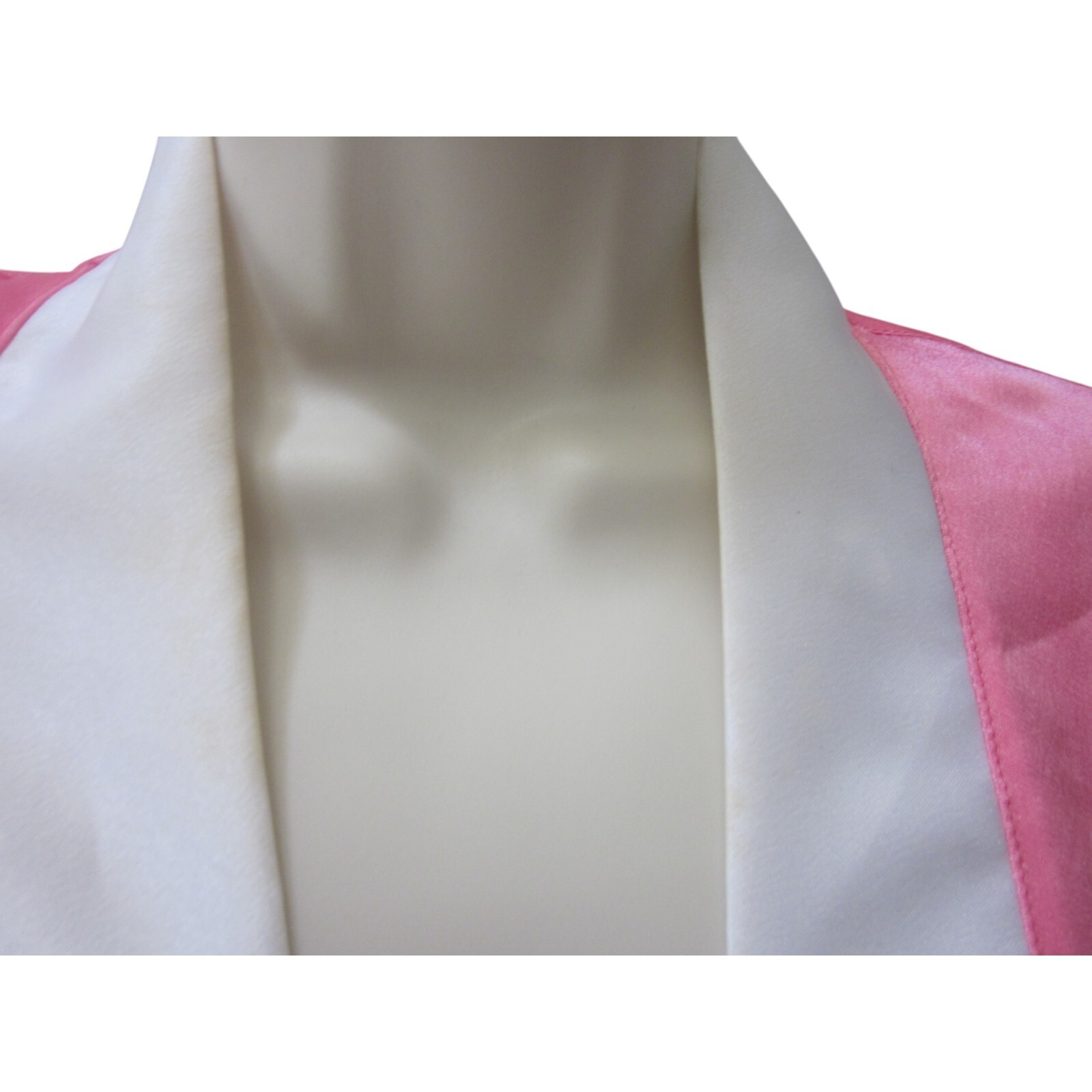 GQ TAILOR SHOP 3 Pc Pink & White Satin Robe Top Shorts Pajama Outfit Sz S