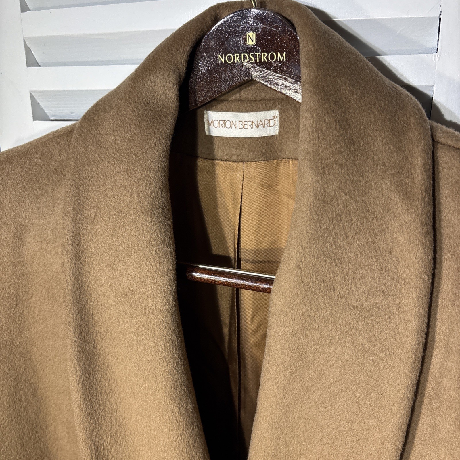 VTG Harve Morton Bernard Long Wool Heavy Shawl Collar Women Coat USA Brown NWT