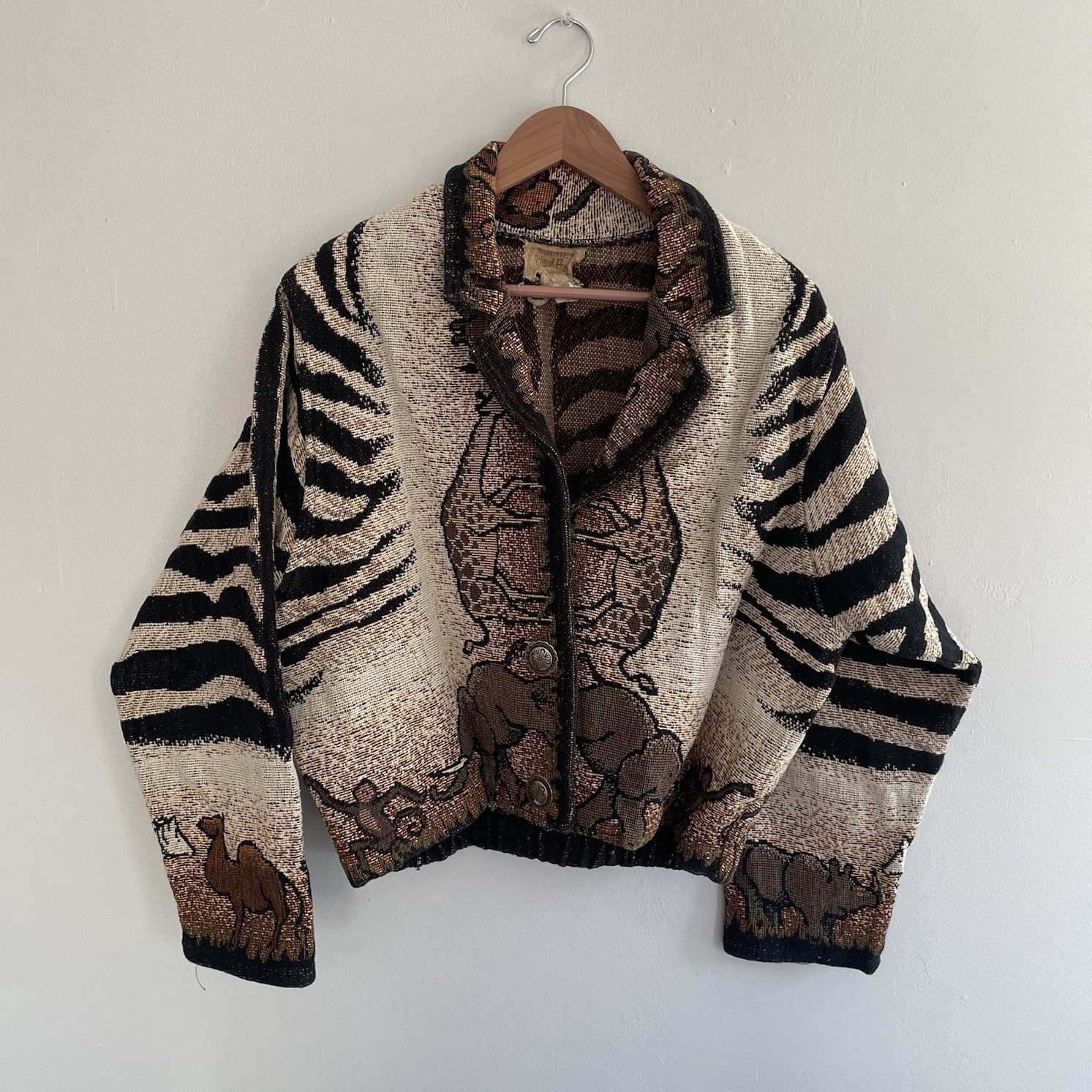 African Safari Animal Tapestry Jacket Size L