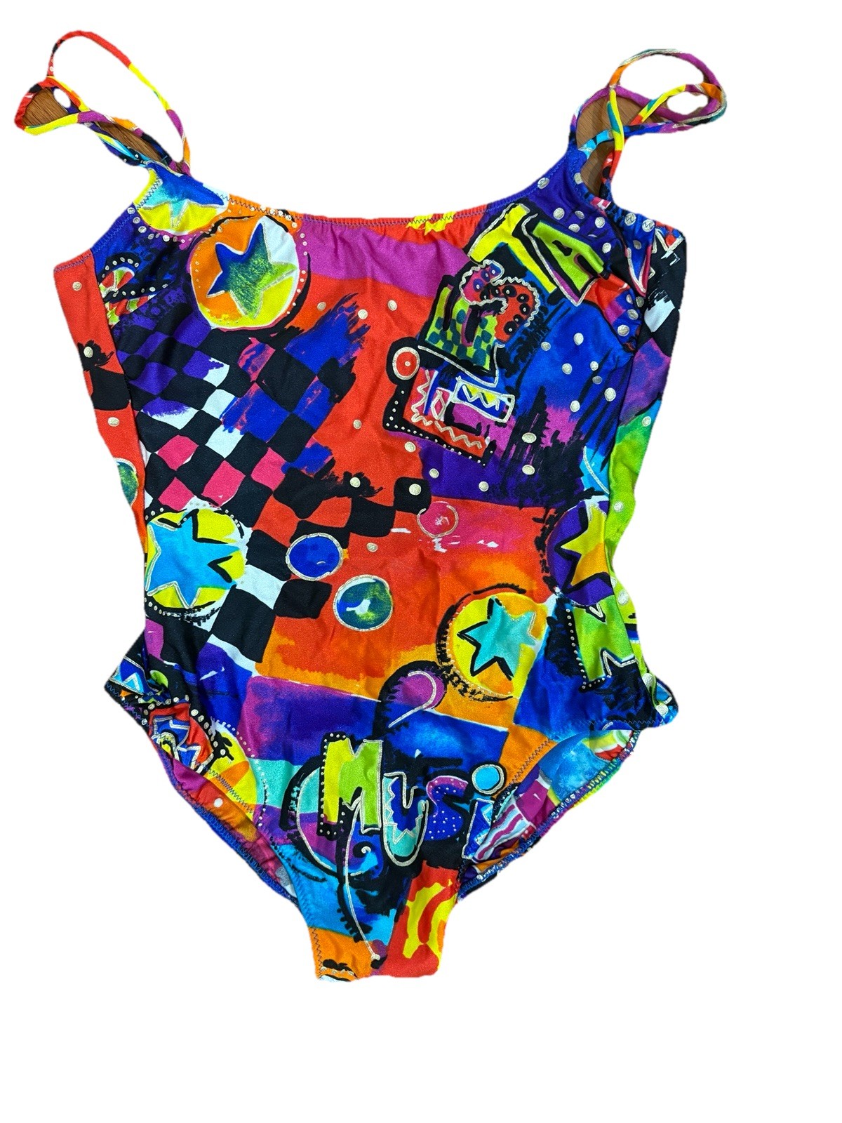 Vtg 80s 90s Gottex Bathing Suit Sz 8 Bold Pattern Colorful Abstract One Piece