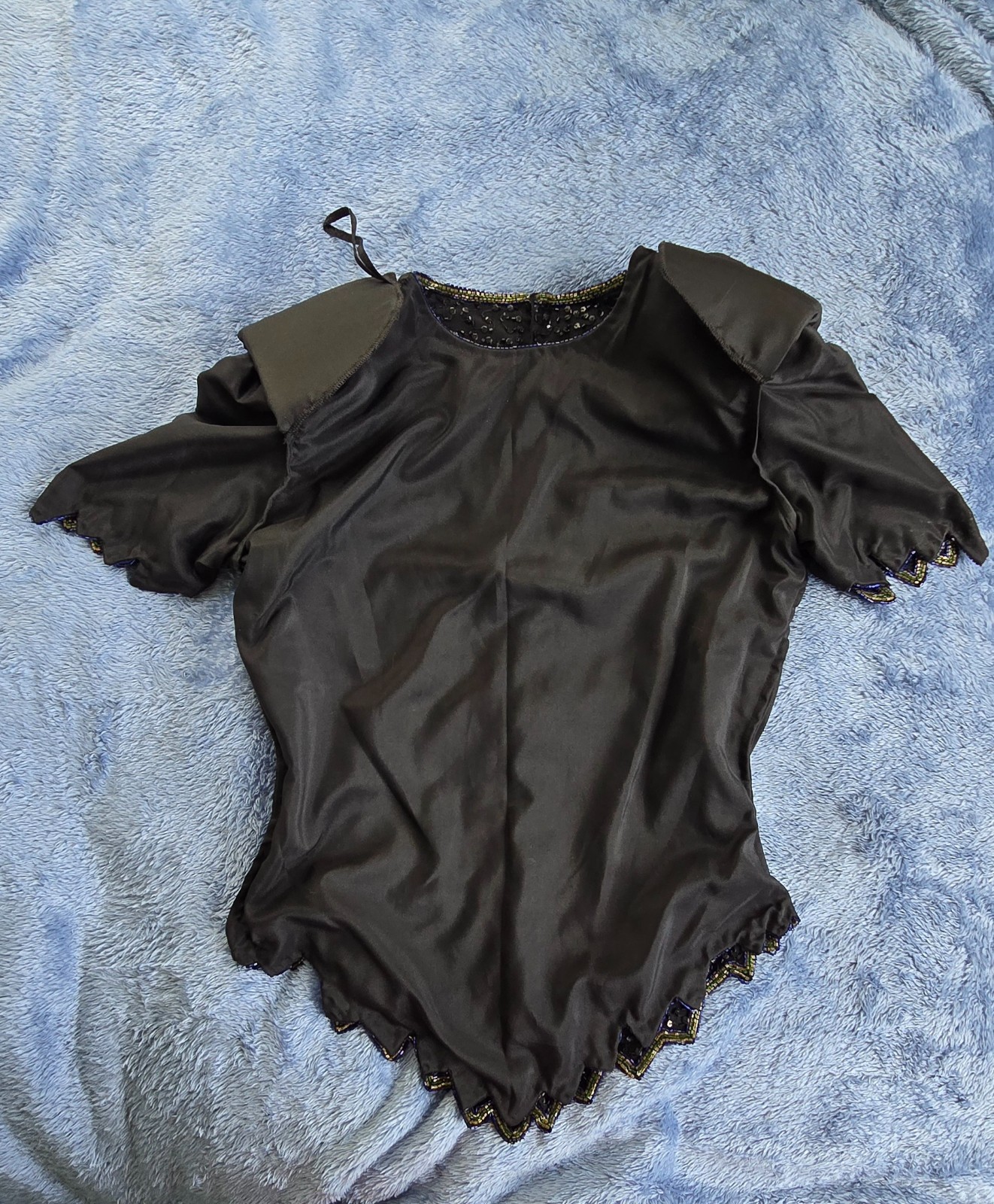 VTG Laurence Kazar Y2K Millennium 2000 Beaded Sequin Top Silk Party Blouse