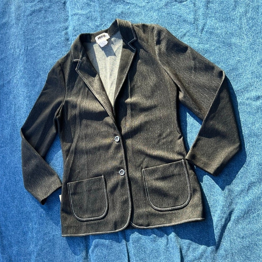 70s KoKo Knits denim blazer suitcoat jacket