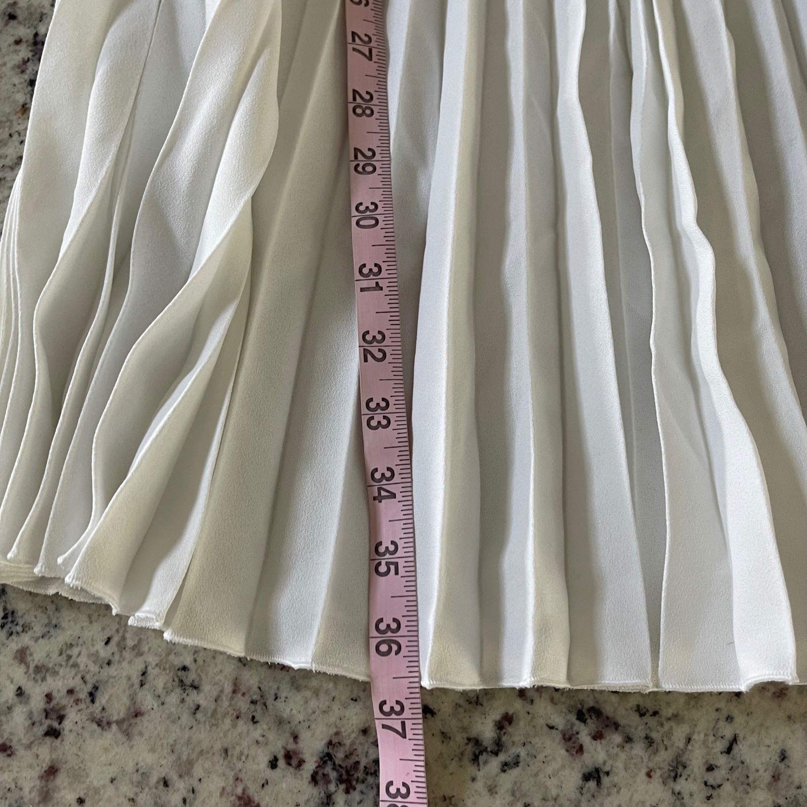 Zara Dress Women XL White Old Money Pleated Mini Skirt V-Neck Waistcoat Vest