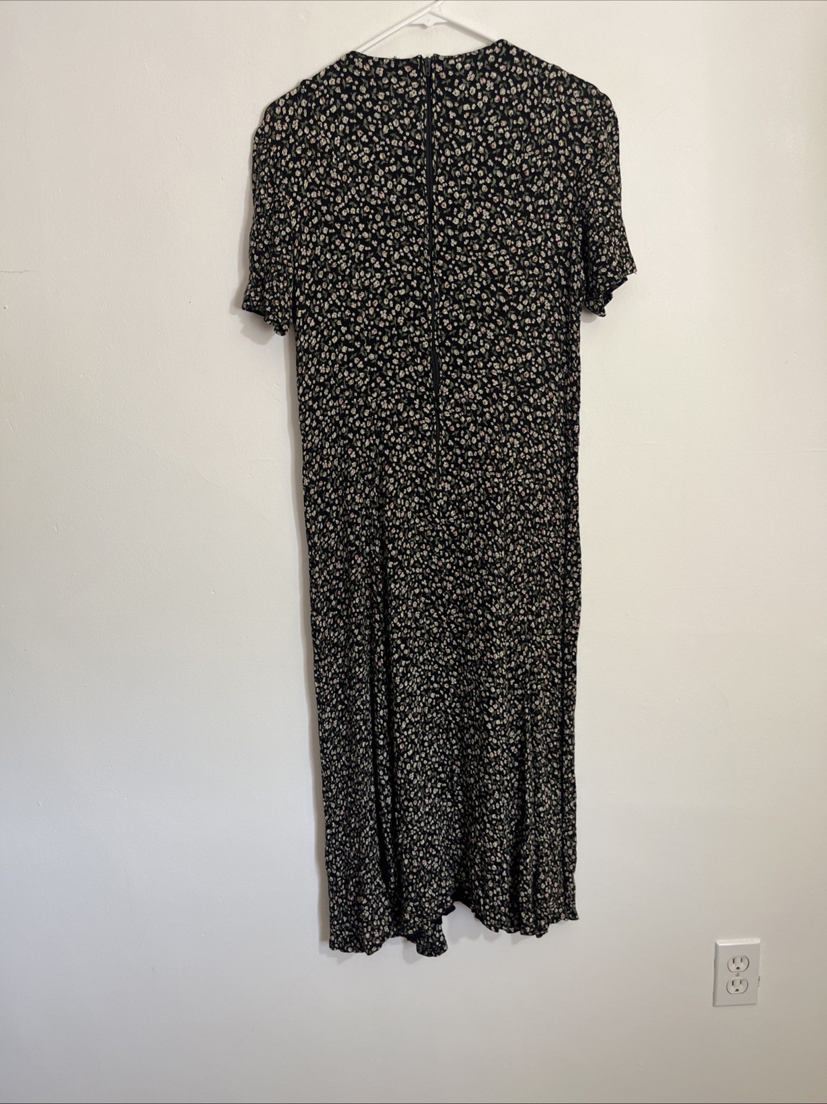 Vintage Brett Alixander Dress 11/12 Corset Tie Front Black Floral Red Green