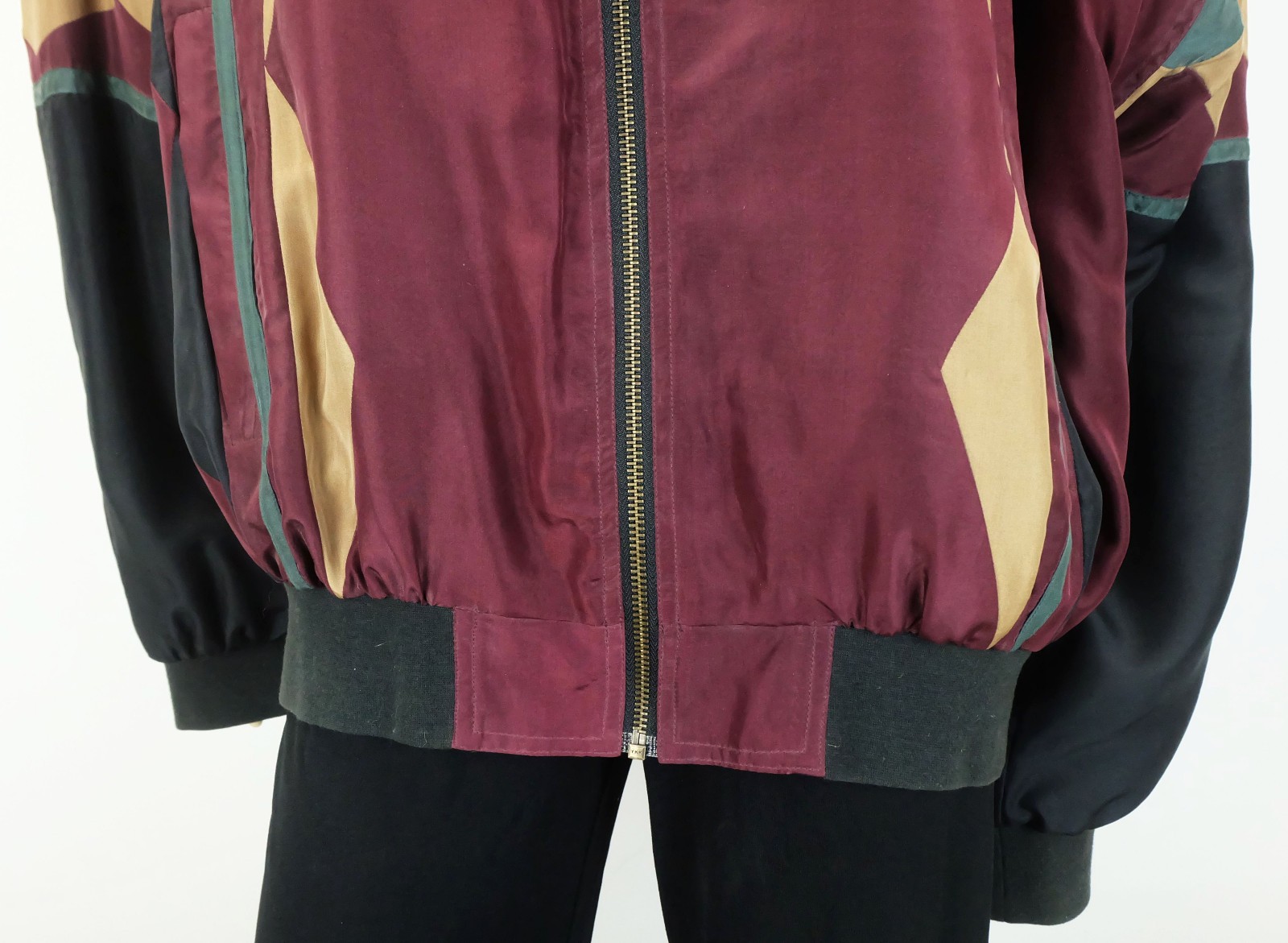 vintage SILK BLOUSON silk jacket blouson 80s silk multicolored bomber jacket L