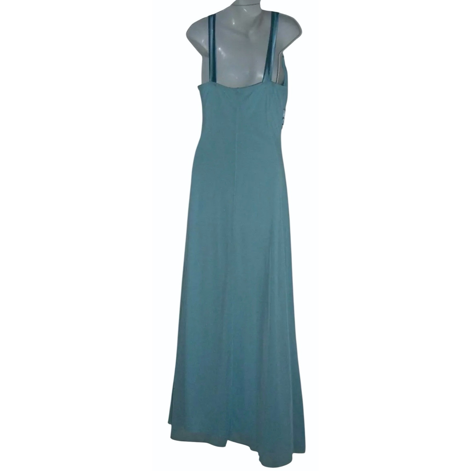 Taboo Dress Vintage 90s Aqua Mermaid Mermaidcore Bling y2k Rhinestone Satin Gown