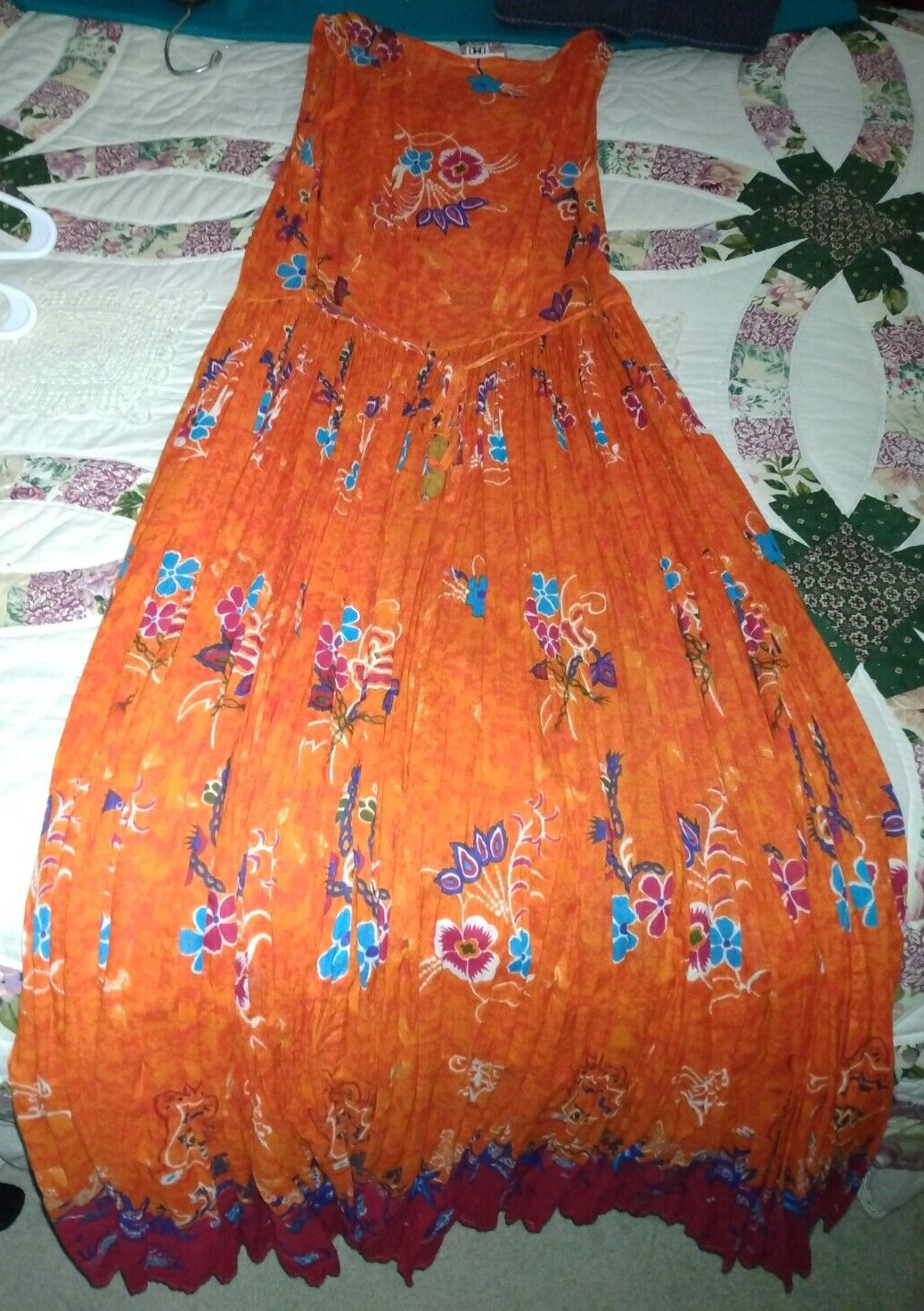 VINTAGE JASMINE BY KVM FLOWY FULL SKIRT SLEEVELESS DRESS BUTTON FRONT TIE BACK M