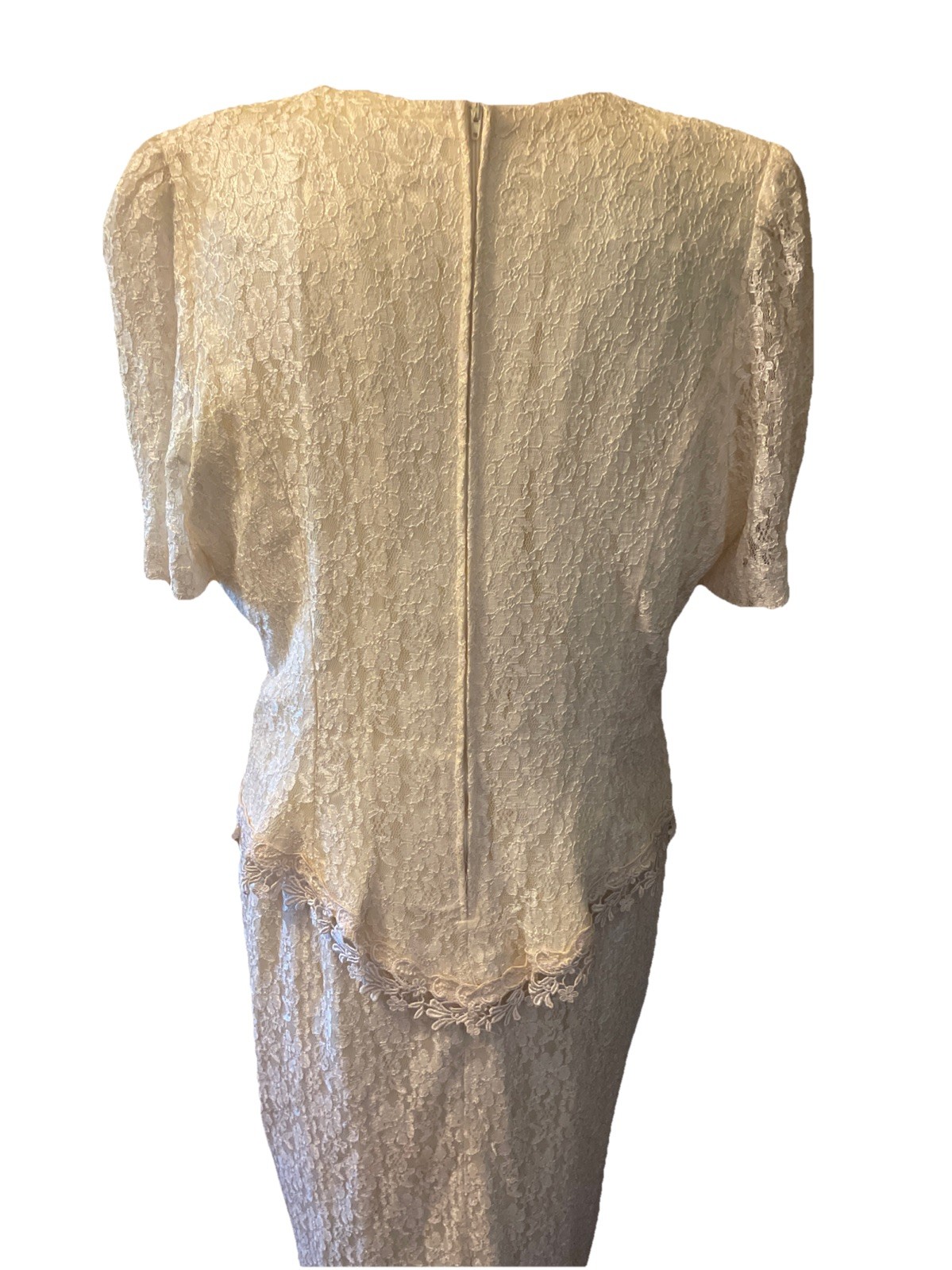 Vintage Speed Fashion Ivory Long Lined Dress Lace Size 19 Wedding