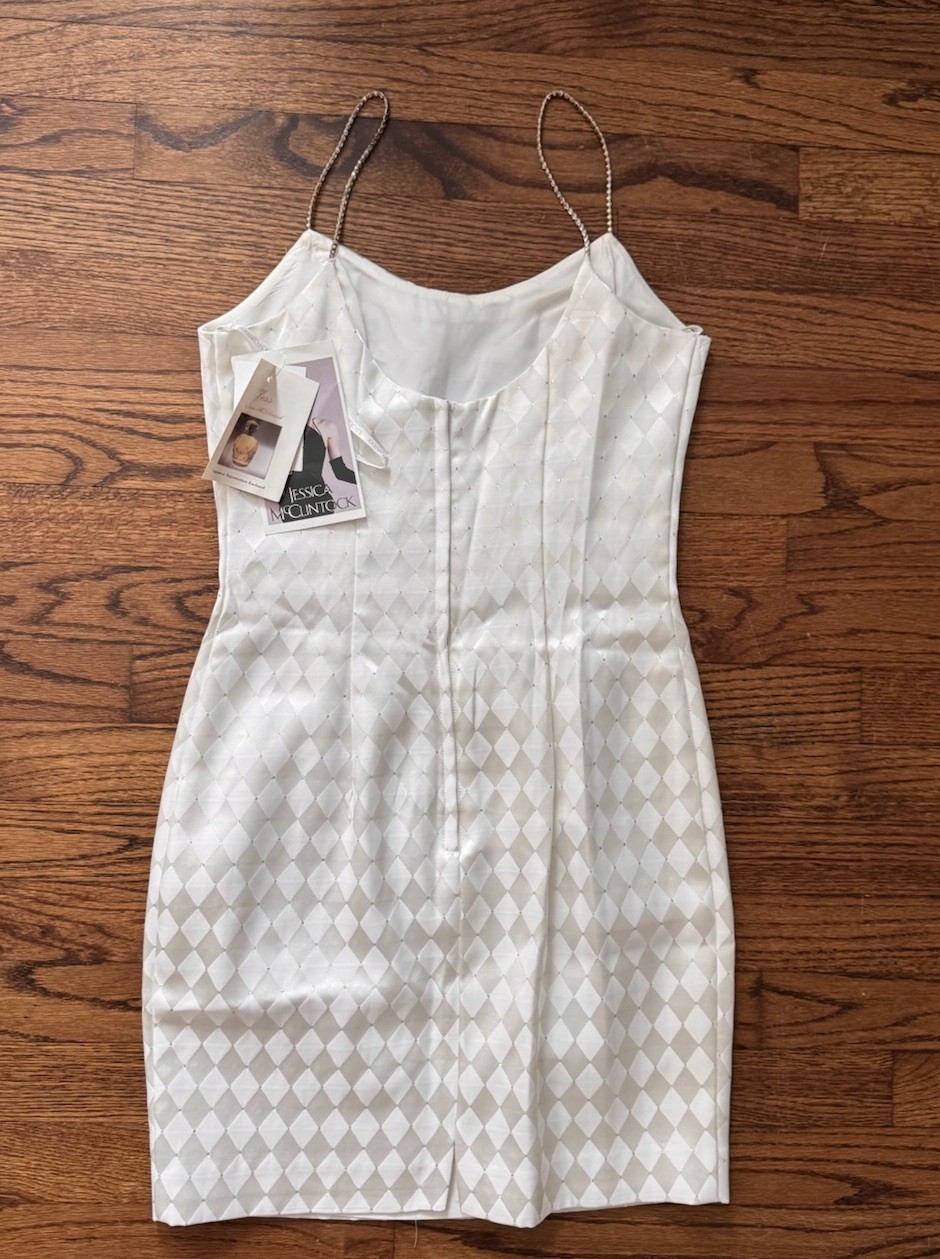 VTG 90s Jessica McClintock Gunne Sax Dress Harlequin Diamond Pattern Sz 7/8 NWT