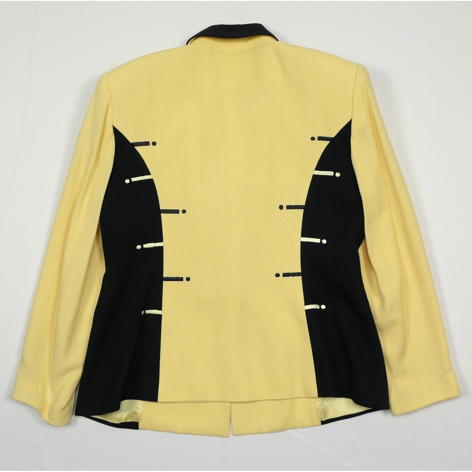 VTG Criscione x Cache Yellow Crepe Colorblock Power Blazer Women M Oversized 80s