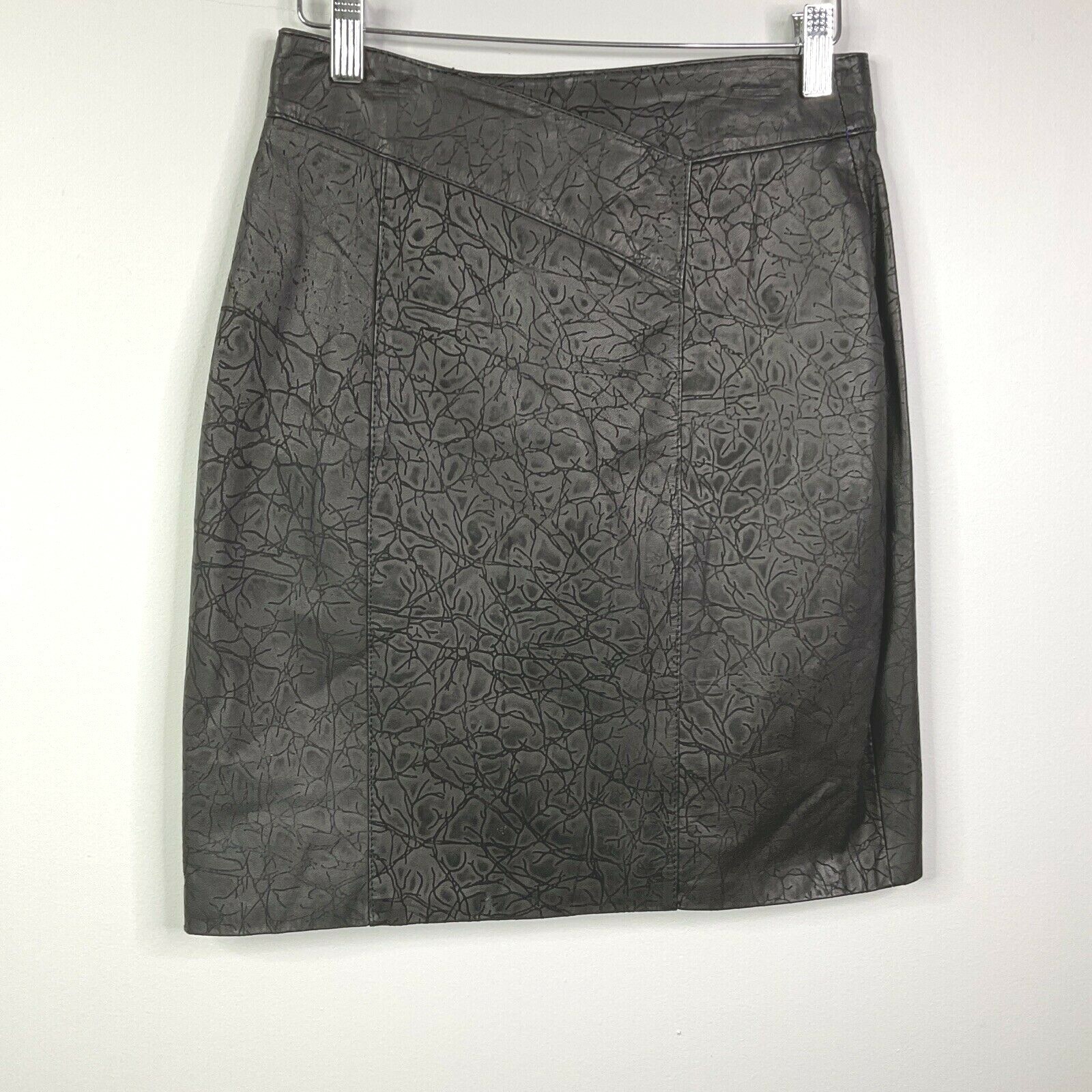 Vintage dLinea Skirt Women Size 11 / 12 Black Leather Straight Pencil 80’s Lined