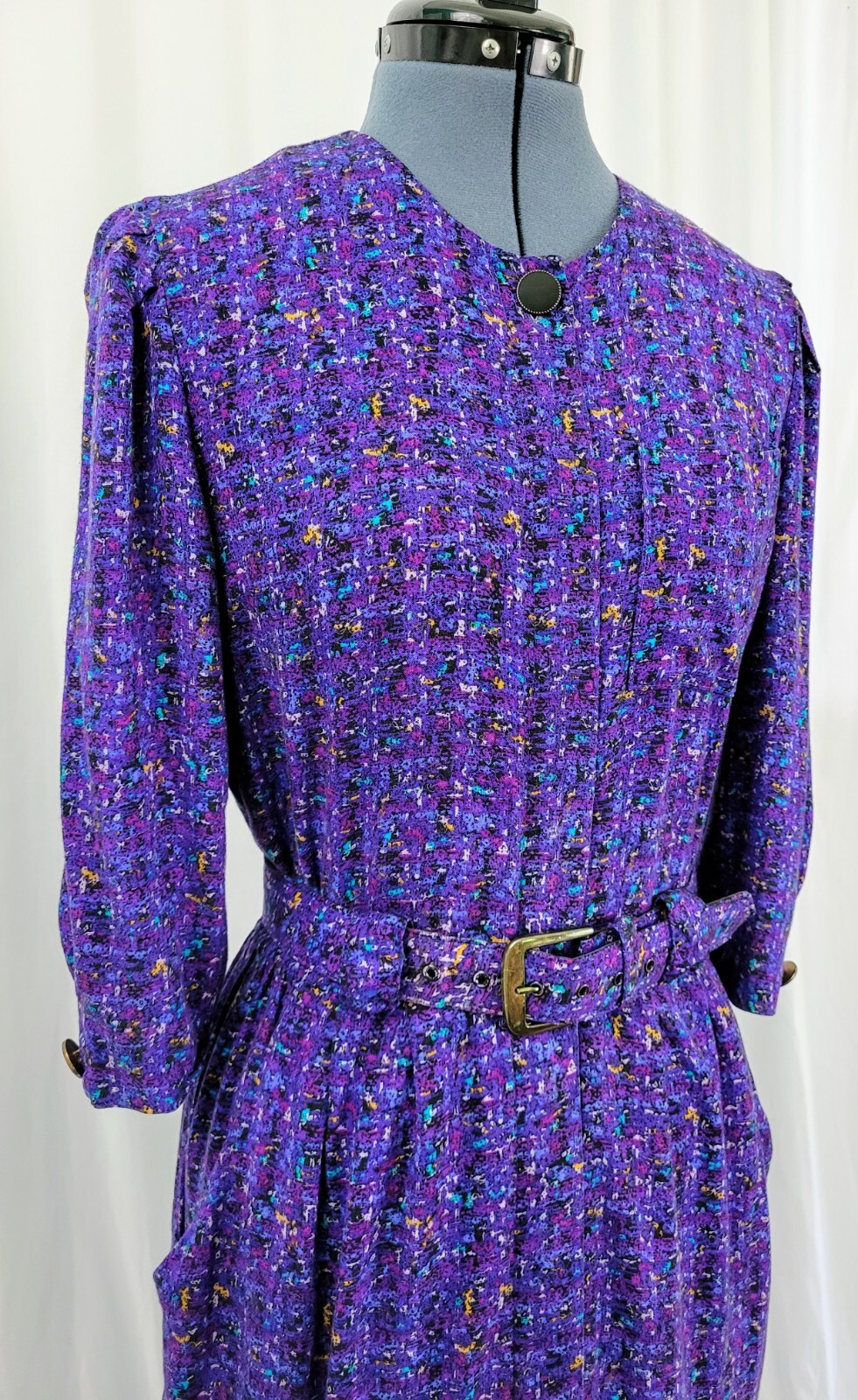 Vintage VLP Petites Purple Button Down Dress w Matching Belt Size S?