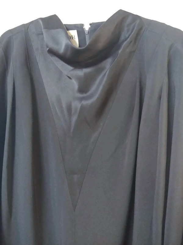 VTG 80s DAYMOR Couture Black Dress 12 Hong Kong Dolman Batwing Cocktail Formal