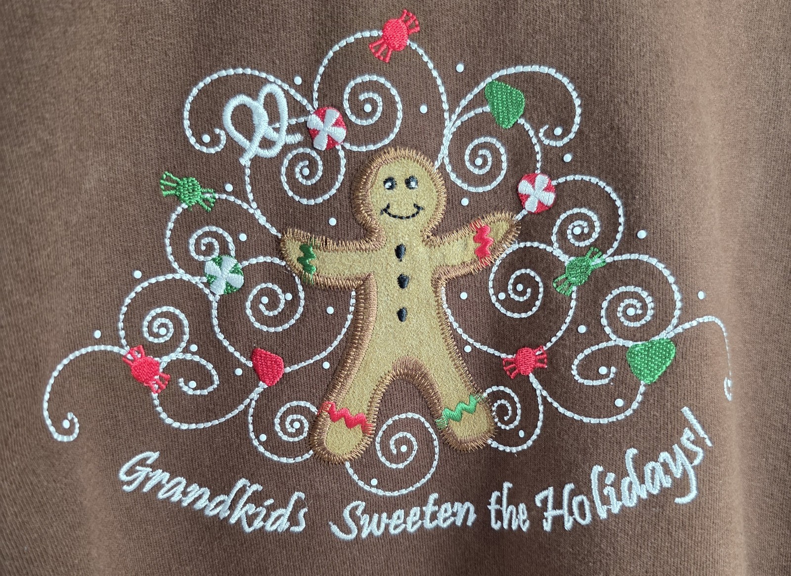 Vtg M&C Sportswear Christmas Grandkids Embroidered Sweatshirt Women’s Large