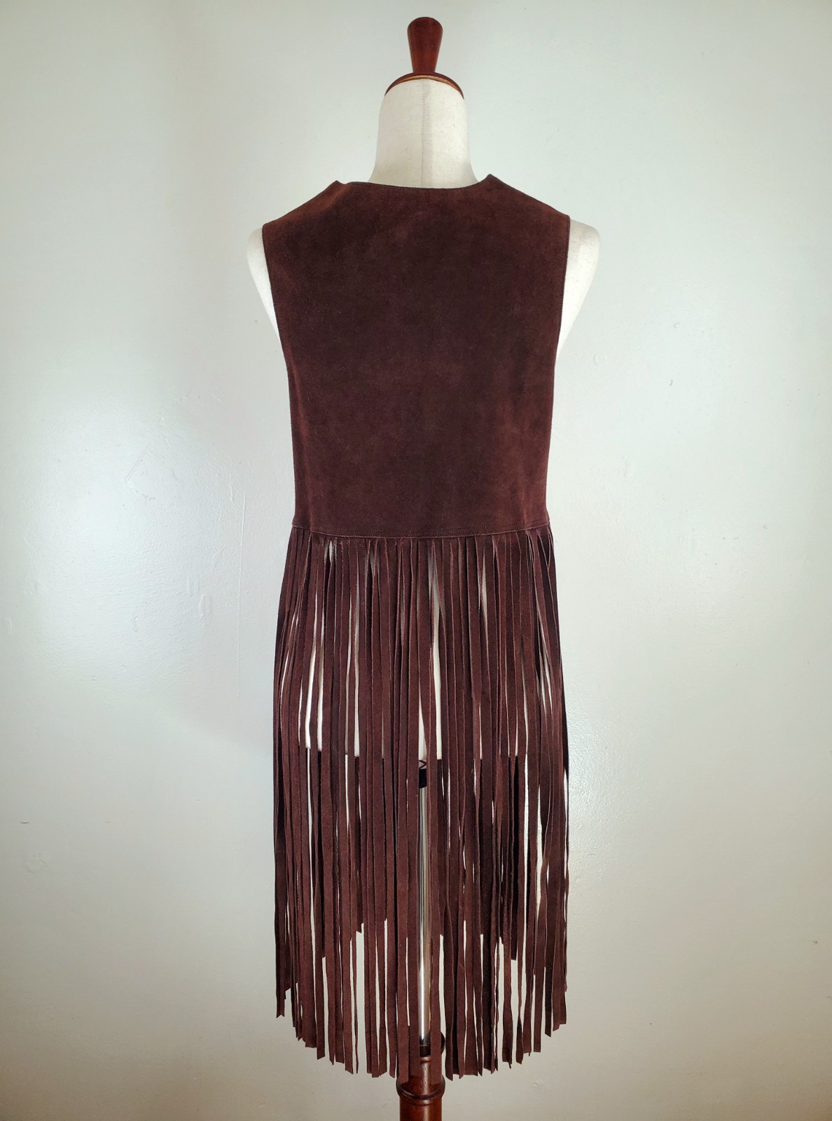 Vintage 1970s Long Fringe Suede Vest Hippie Festival Western Boho Cowgirl