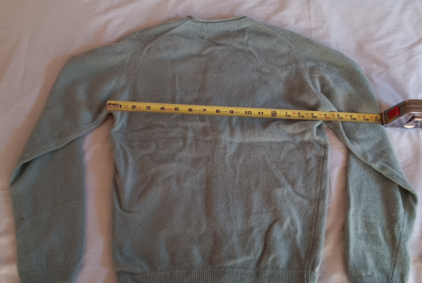 VINTAGE 1958 TAMI KNITWEAR LAMBSWOOL LIGHT BLUE CARDIGAN SWEATER PEARL BUTTON GD