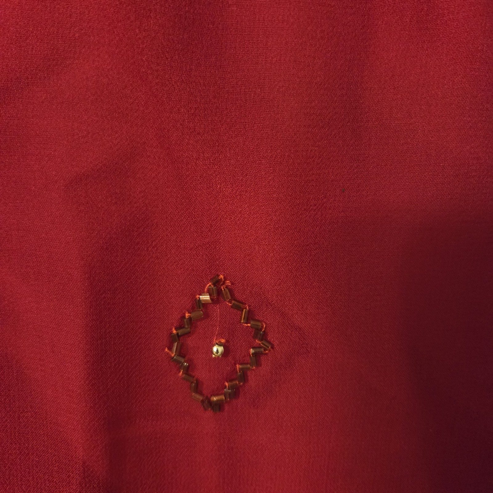 100% Silk Red Womens Beaded Sequin Top Blouse Sz M Luxury Special Occasion